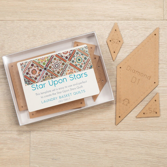 Stars Upon Stars quilt templates by Laundry Basket Quilts UK for hand stitching eight-pointed stars