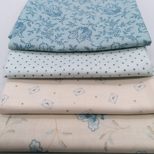 Laundry Basket Quilts Fat Quarter Bundle LBQ22 | Special Delivery & Blue Escape | 4 Fat Quarters