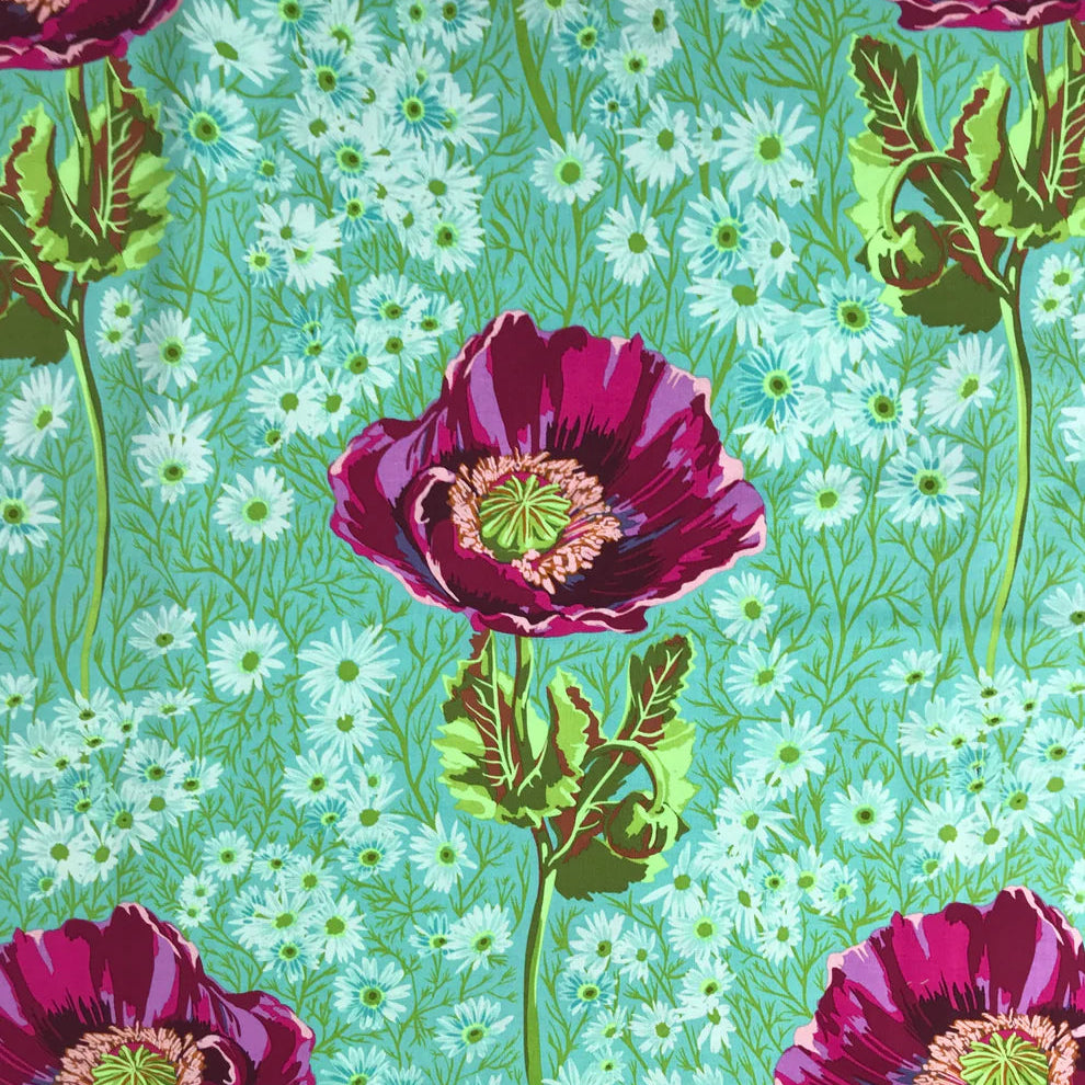 poppy design on cotton fabric for quilting