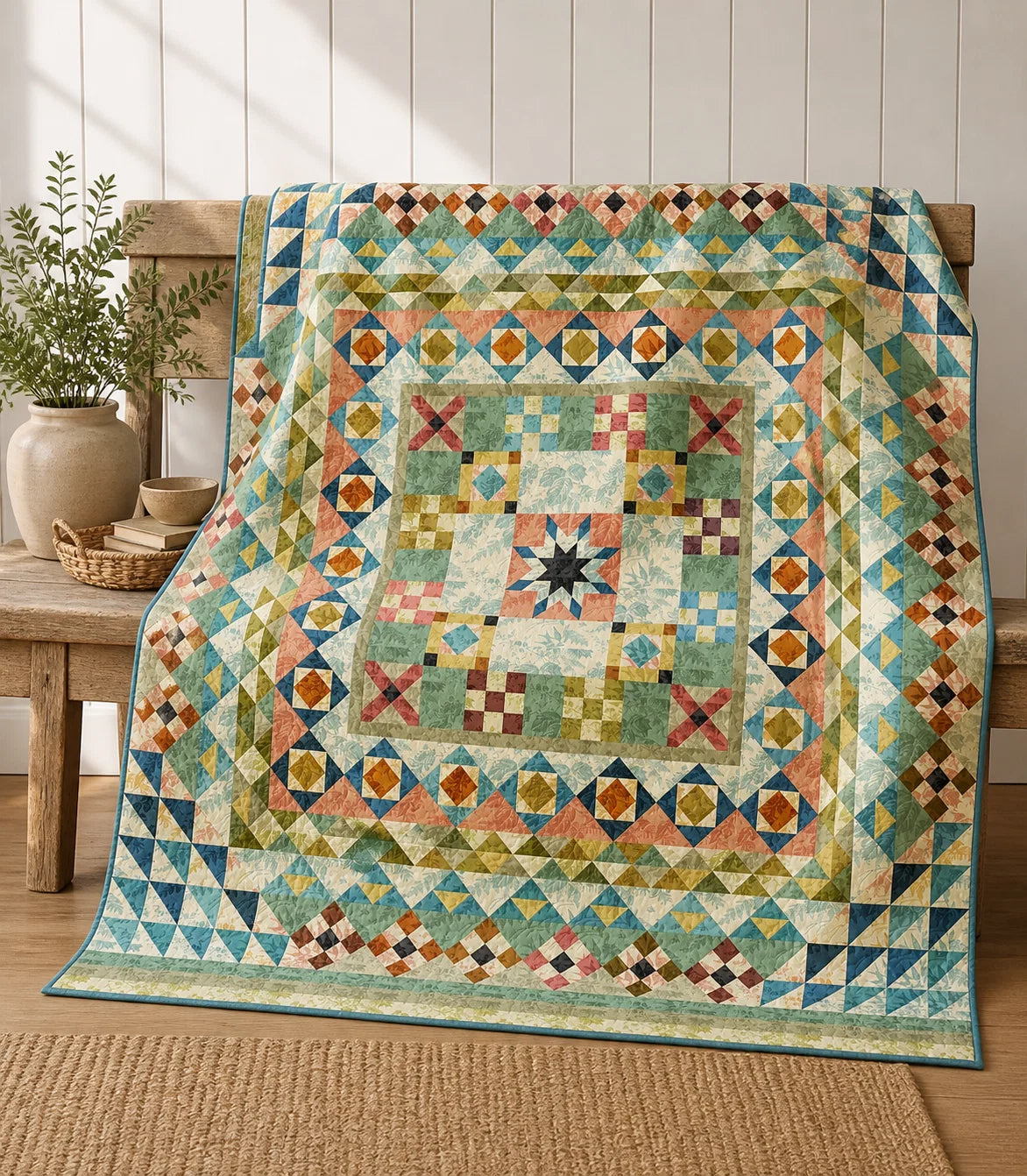 Green Mountain Quilt Pattern - Pieced Design by Edyta Sitar | 65½" x 74½"