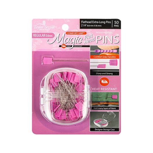 Taylor Seville 50 Count Extra-Long Regular Flat Head Magic Pins #220290