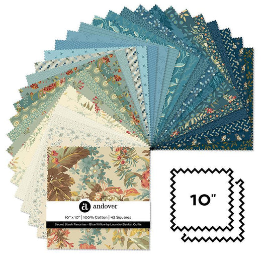 Secret Stash Favorites - Blue Willow - 10 Inch Square - 42 Cuts Each