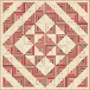 Log Cabin Quilt Pattern by Edyta Sitar, finished size 60½" x 60½", featuring traditional pieced log cabin blocks with contrasting light and dark fabric strips.