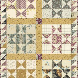 Michael Mini Quilt Pattern featuring a classic Ohio Star block with quarter-square triangles and a half-square border, finished size 13" x 17